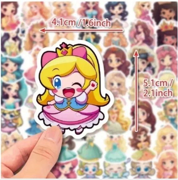50 Pieces Princess Waterproof Doodle Stickers - Picture 2 of 7